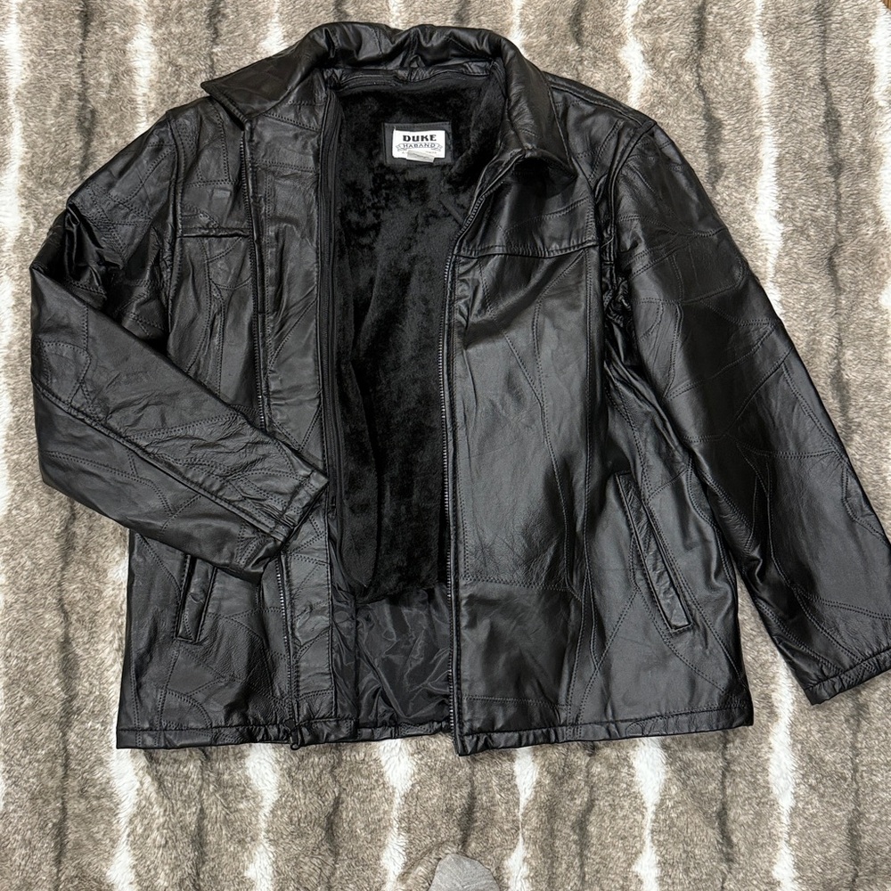 Duke Haband Men’s XL 100% Leather Fleece Lined Jacket